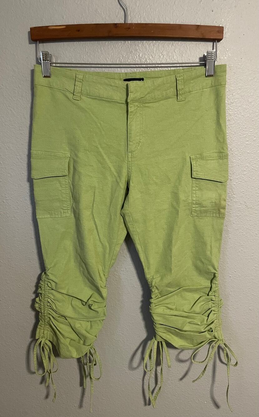 Vintage Wet Seal Capri Pants Juniors Size 7 Ruched Cargo Linen Grunge 90s Y2K
